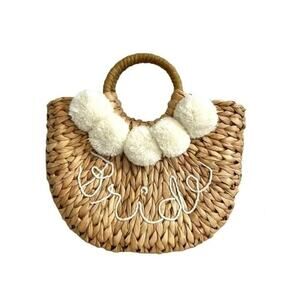 Bride Straw Purse for Honeymoon Bridal Shower Gift Summer Beach Tote Bag